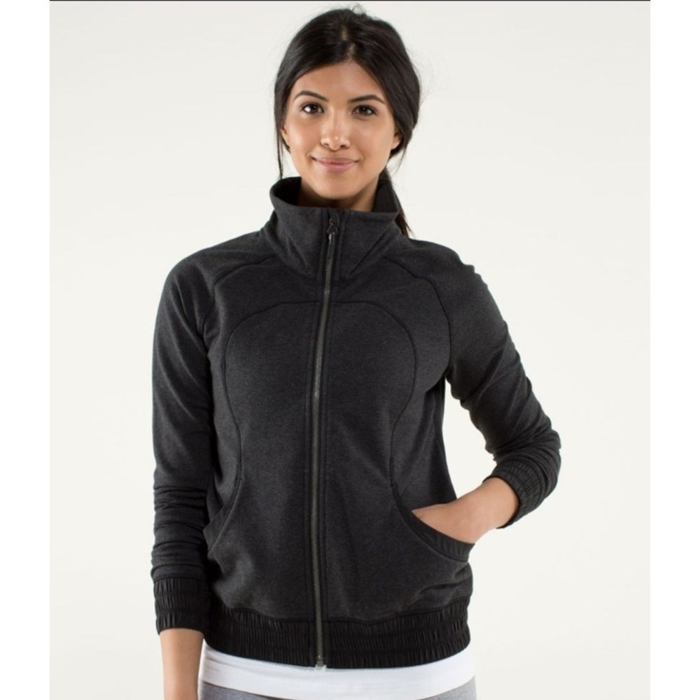 Lululemon Gray‎ Black Full Zip High Neck Athletic Blissed Jacket S/M